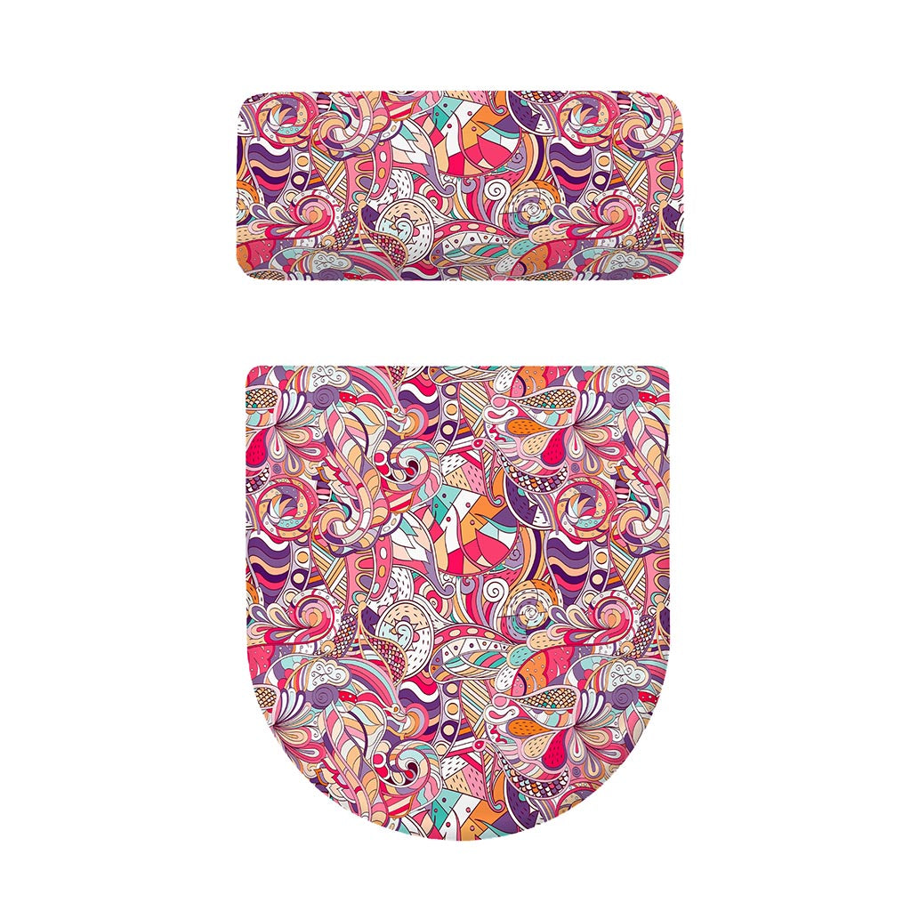 Pastel Bohemian Floral Pattern Print Toilet Lid And Tank Cover Set