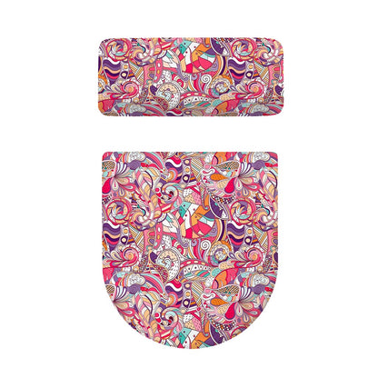Pastel Bohemian Floral Pattern Print Toilet Lid And Tank Cover Set