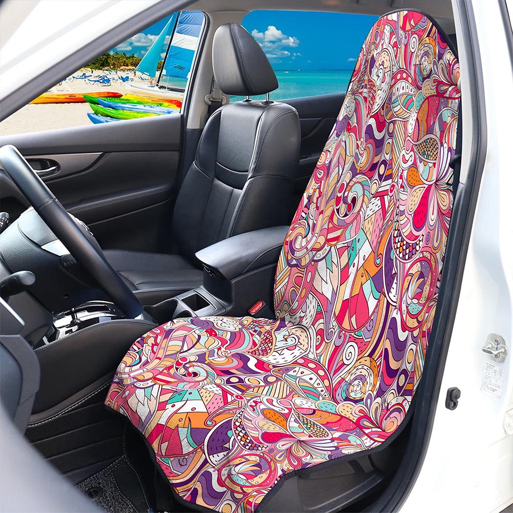 Pastel Bohemian Floral Pattern Print Waterproof Car Seat Cover
