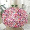 Pastel Bohemian Floral Pattern Print Waterproof Round Tablecloth
