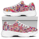 Pastel Bohemian Floral Pattern Print White Chunky Shoes