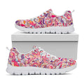 Pastel Bohemian Floral Pattern Print White Running Shoes