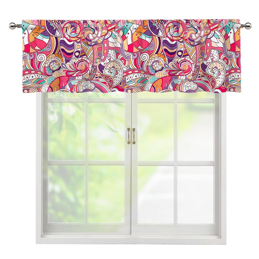 Pastel Bohemian Floral Pattern Print Window Valance