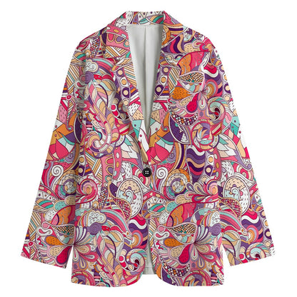 Pastel Bohemian Floral Pattern Print Women's Blazer