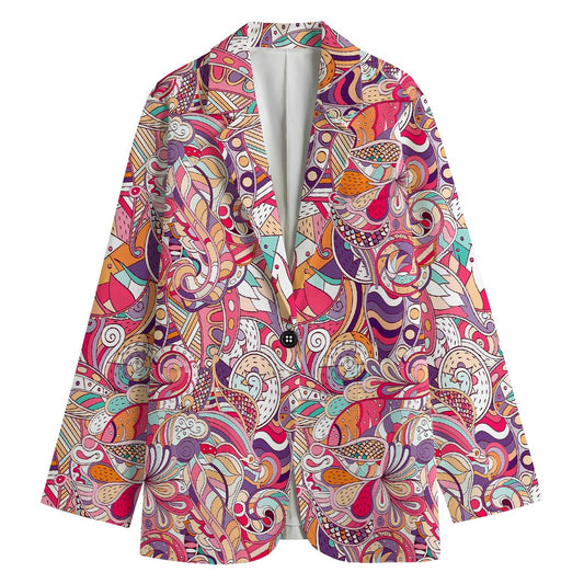 Pastel Bohemian Floral Pattern Print Women's Blazer