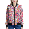 Pastel Bohemian Floral Pattern Print Women's Bomber Jacket