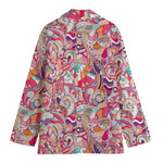Pastel Bohemian Floral Pattern Print Women's Cotton Blazer