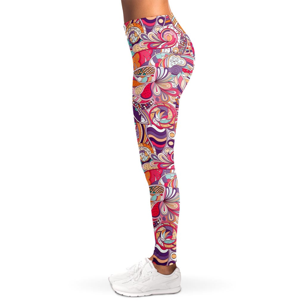 Pastel Bohemian Floral Pattern Print Women's Leggings