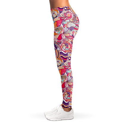 Pastel Bohemian Floral Pattern Print Women's Leggings