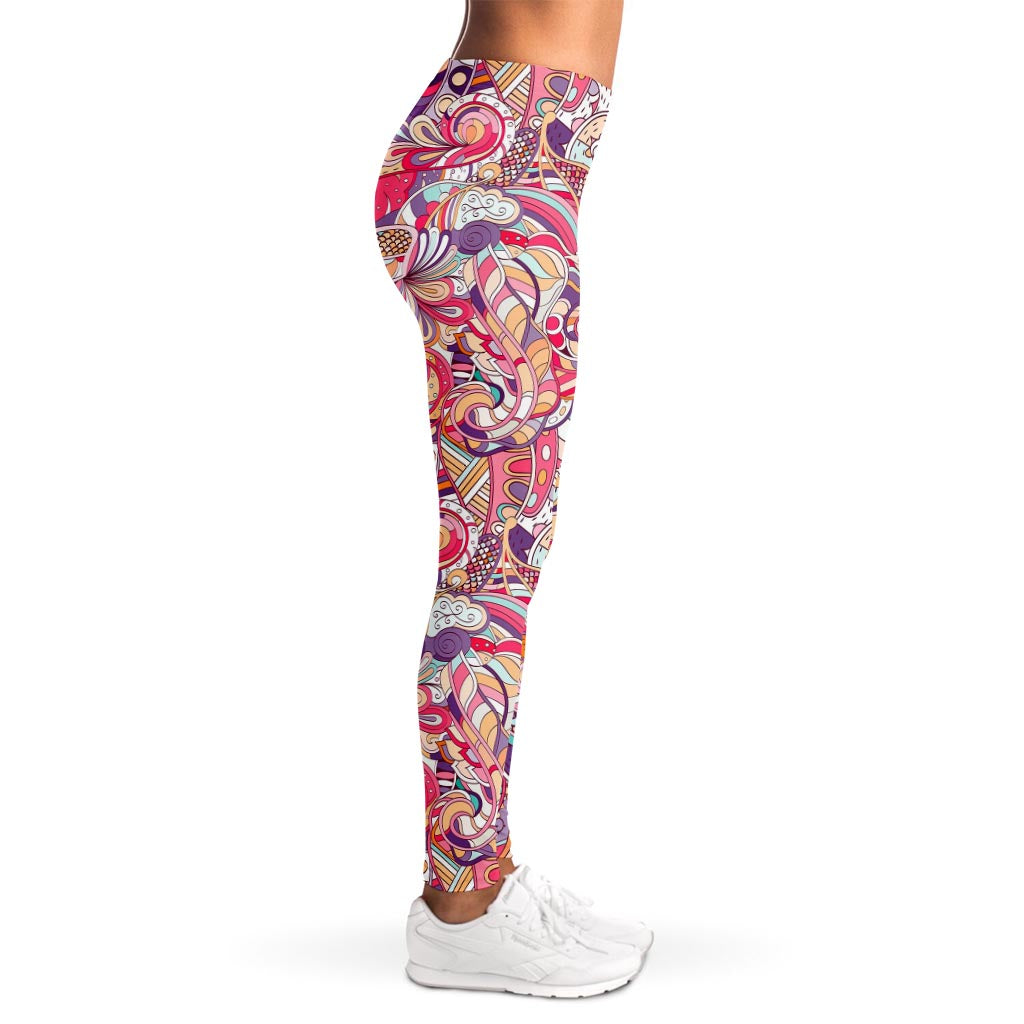 Pastel Bohemian Floral Pattern Print Women's Leggings