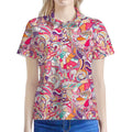 Pastel Bohemian Floral Pattern Print Women's Polo Shirt