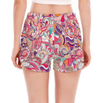 Pastel Bohemian Floral Pattern Print Women's Split Running Shorts