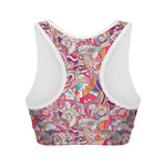Pastel Bohemian Floral Pattern Print Women's Sports Bra