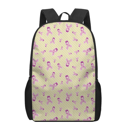 Pastel Breast Cancer Awareness Print 17 Inch Backpack