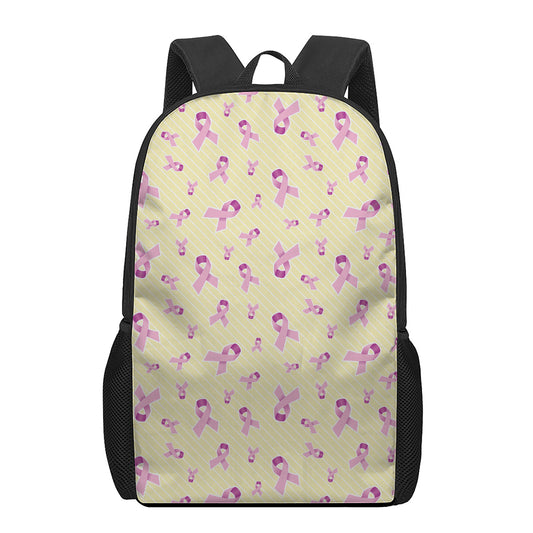 Pastel Breast Cancer Awareness Print 17 Inch Backpack