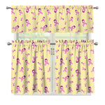 Pastel Breast Cancer Awareness Print 3 Piece Kitchen Curtains