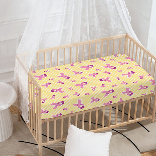 Pastel Breast Cancer Awareness Print Baby Crib Sheet