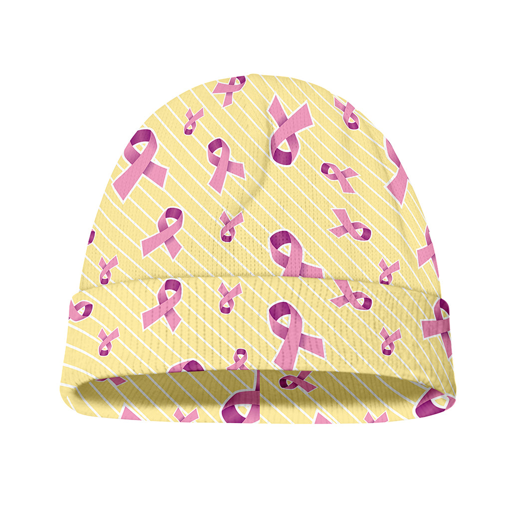Pastel Breast Cancer Awareness Print Beanie