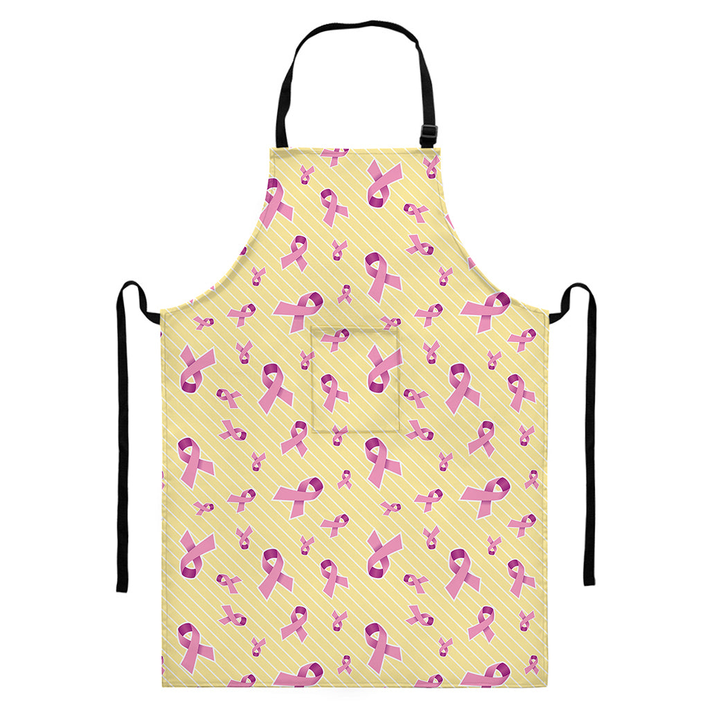 Pastel Breast Cancer Awareness Print Bib Apron With Pocket