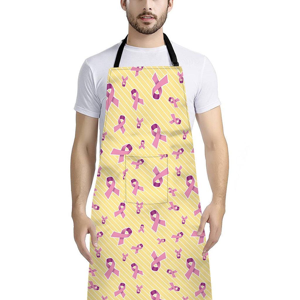 Pastel Breast Cancer Awareness Print Bib Apron With Pocket