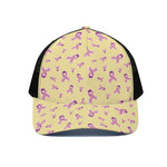 Pastel Breast Cancer Awareness Print Black Mesh Trucker Cap