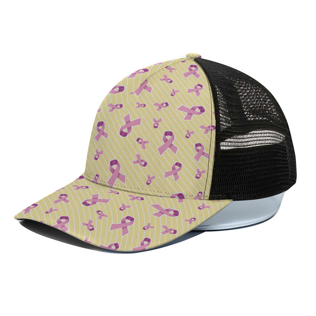 Pastel Breast Cancer Awareness Print Black Mesh Trucker Cap