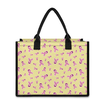 Pastel Breast Cancer Awareness Print Canvas Tote Bag