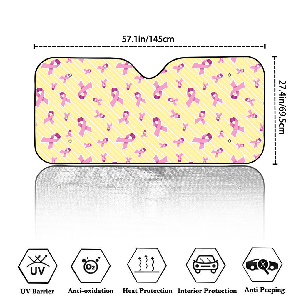 Pastel Breast Cancer Awareness Print Car Windshield Sun Shade