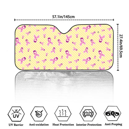 Pastel Breast Cancer Awareness Print Car Windshield Sun Shade