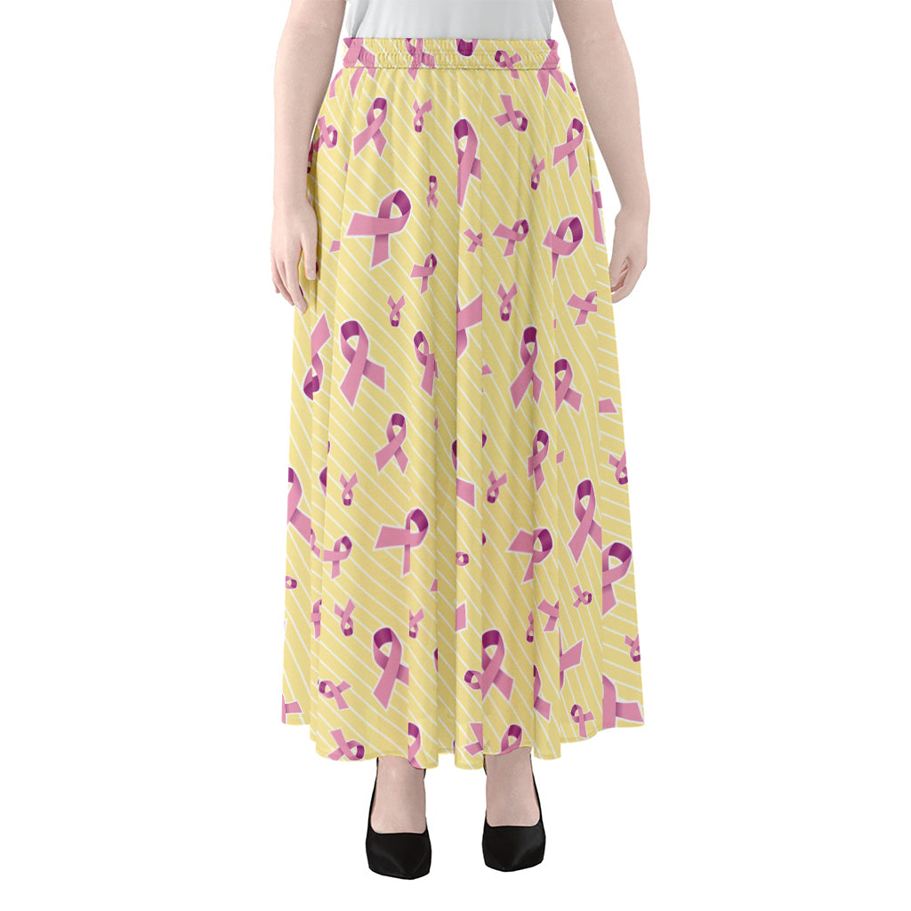 Pastel Breast Cancer Awareness Print Chiffon Maxi Skirt