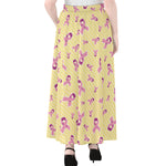 Pastel Breast Cancer Awareness Print Chiffon Maxi Skirt