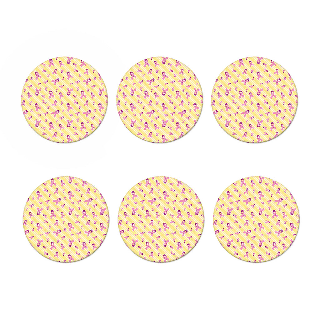Pastel Breast Cancer Awareness Print Coaster Set