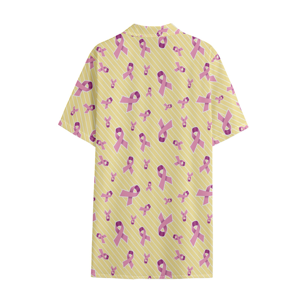 Pastel Breast Cancer Awareness Print Cotton Hawaiian Shirt