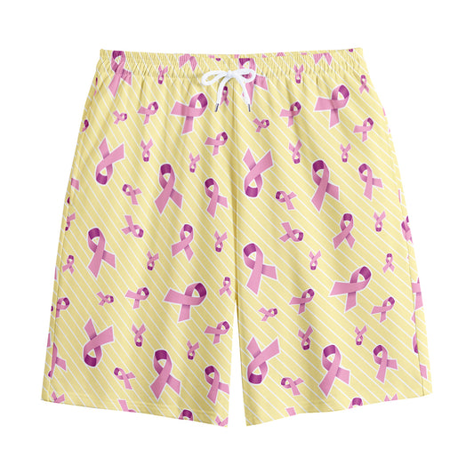 Pastel Breast Cancer Awareness Print Cotton Shorts