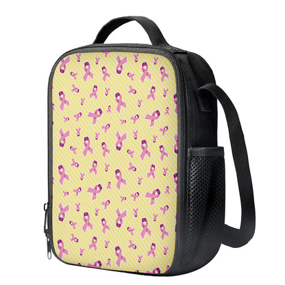Pastel Breast Cancer Awareness Print Crossbody Lunch Bag