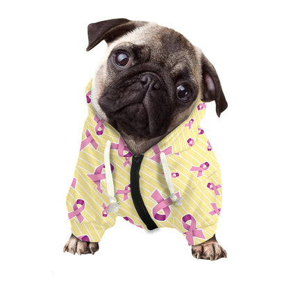 Pastel Breast Cancer Awareness Print Dog Zip Up Hoodie