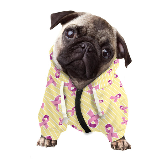 Pastel Breast Cancer Awareness Print Dog Zip Up Hoodie