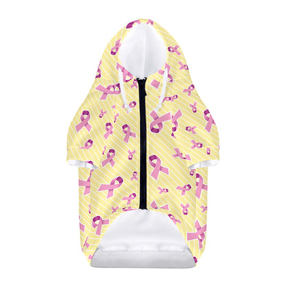 Pastel Breast Cancer Awareness Print Dog Zip Up Hoodie