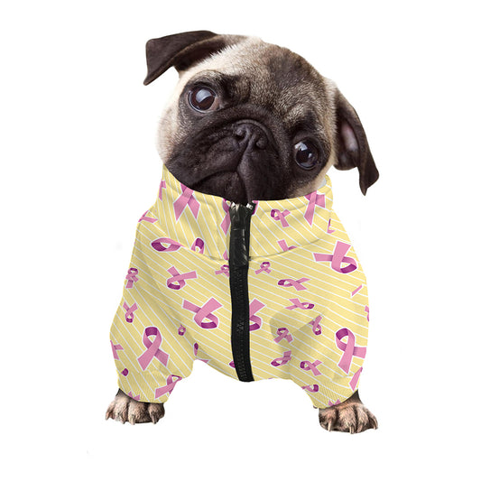 Pastel Breast Cancer Awareness Print Dog Zip Up Jacket
