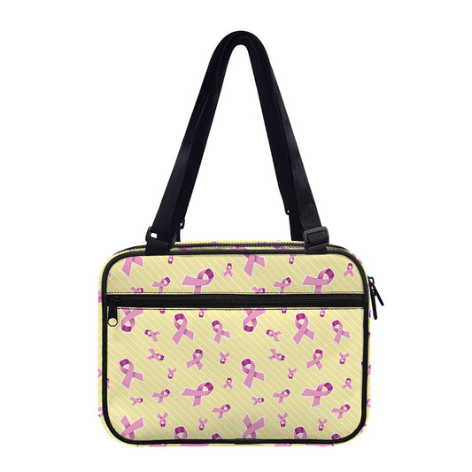 Pastel Breast Cancer Awareness Print Double Strap Bible Bag