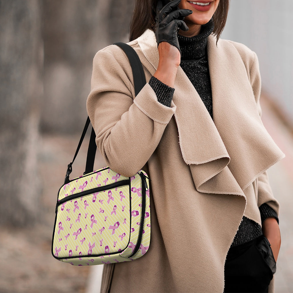 Pastel Breast Cancer Awareness Print Double Strap Bible Bag
