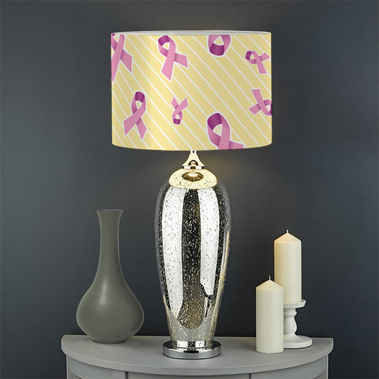 Pastel Breast Cancer Awareness Print Drum Lamp Shade
