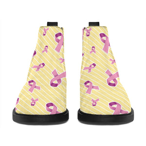 Pastel Breast Cancer Awareness Print Flat Ankle Boots