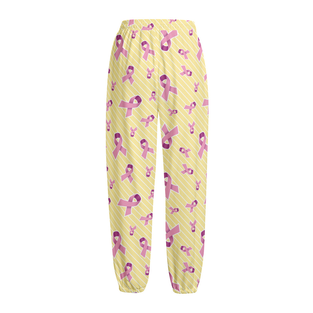 Pastel Breast Cancer Awareness Print Fleece Lined Knit Pants