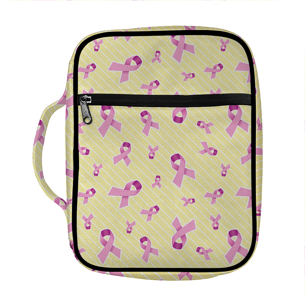 Pastel Breast Cancer Awareness Print Front Pocket Bible Bag