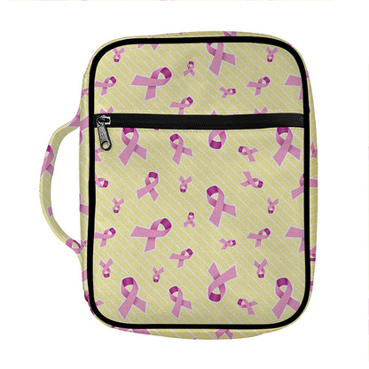 Pastel Breast Cancer Awareness Print Front Pocket Bible Bag