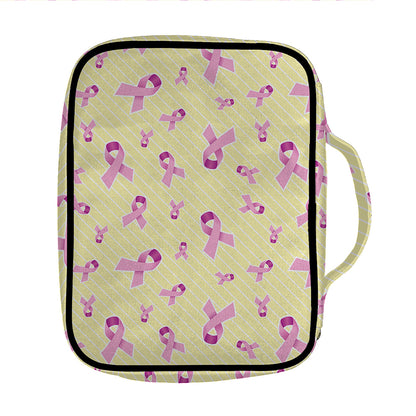 Pastel Breast Cancer Awareness Print Front Pocket Bible Bag