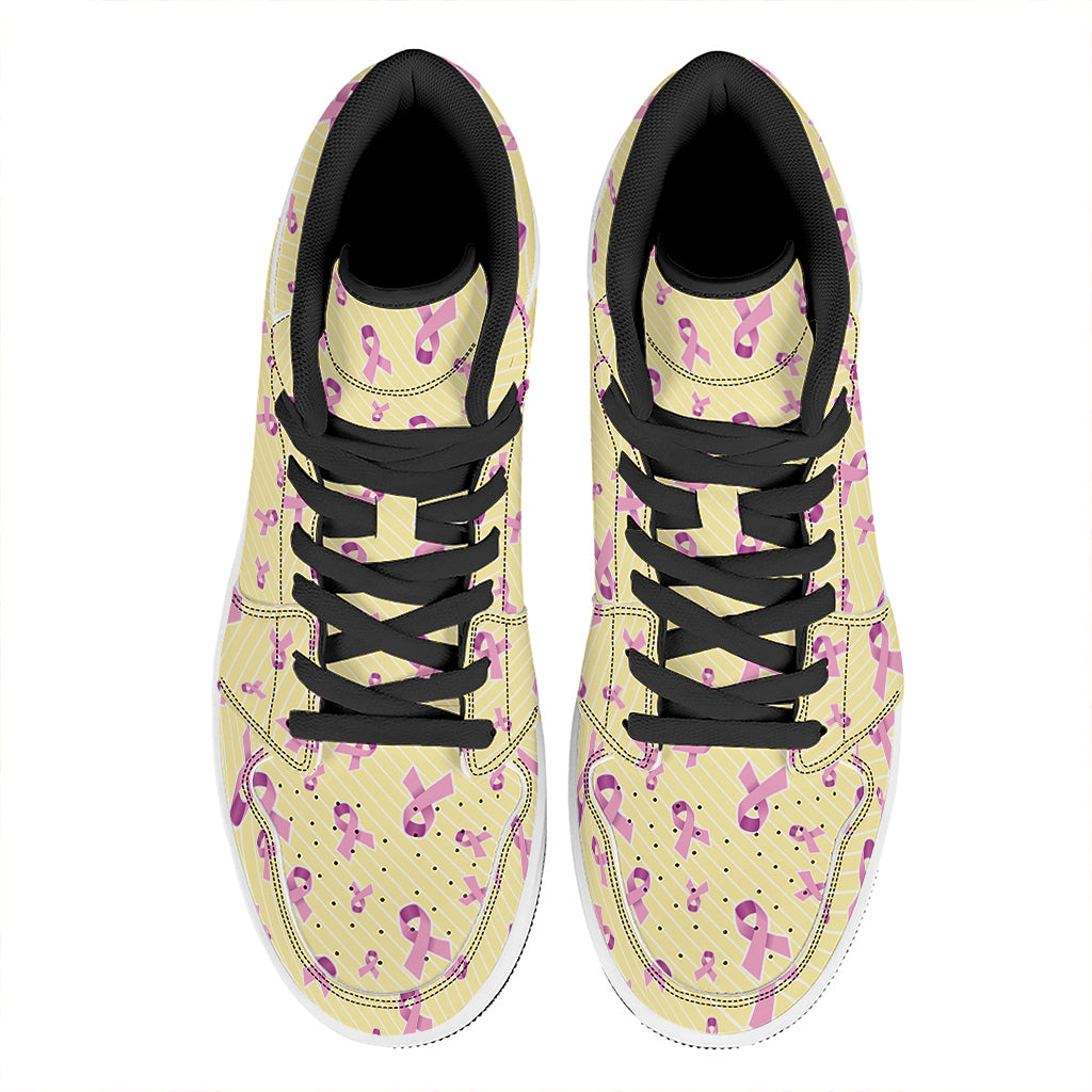 Pastel Breast Cancer Awareness Print High Top Leather Sneakers