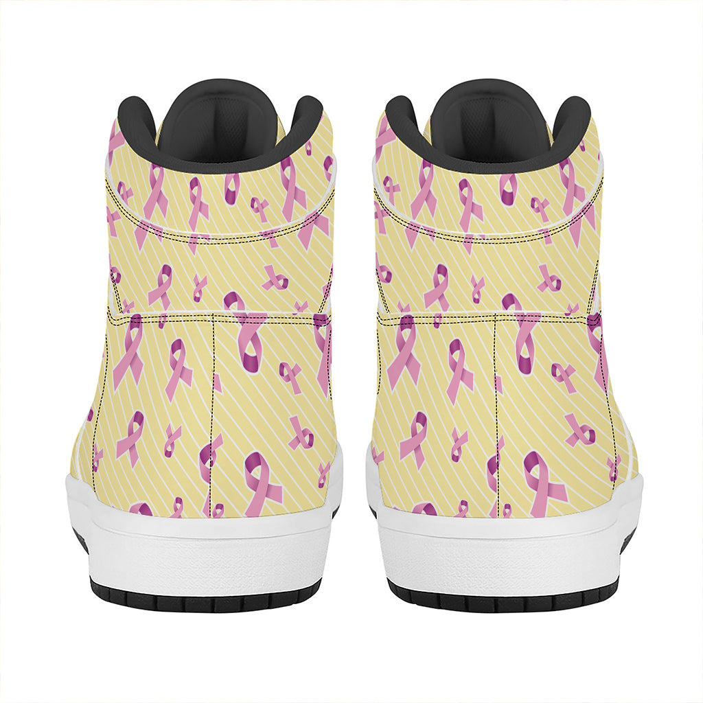 Pastel Breast Cancer Awareness Print High Top Leather Sneakers