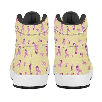 Pastel Breast Cancer Awareness Print High Top Leather Sneakers